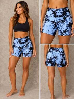 Women's High-Waisted Seamless Scrunch Butt Tie-Dye Athletic Shorts